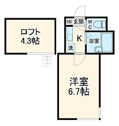 バレンシア 1階1Kの間取り