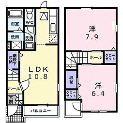 フルール・メゾン・ウエスト 1階2LDKの間取り