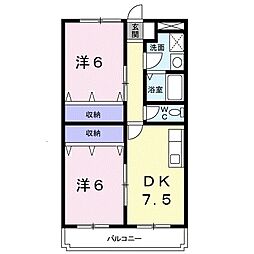 ミルキーウェイ 3階2DKの間取り