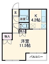 ファイン飯玉 2階1Kの間取り