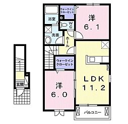 グランツSS1 2LDKの間取図画像
