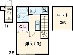 ビッグゼンII 1階1Kの間取り