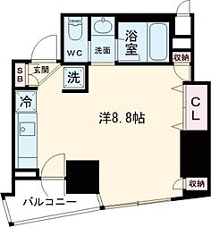 ＺＯＯＭ都立大学 3階ワンルームの間取り
