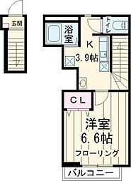 東急田園都市線 三軒茶屋駅 徒歩5分の賃貸アパート 2階1Kの間取り