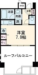 グロリア自由が丘 6階ワンルームの間取り