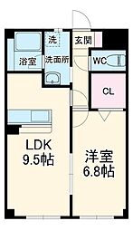 サングレイス 2階1LDKの間取り