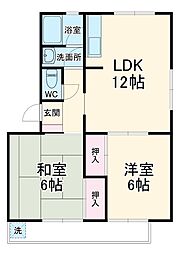 JR東海道本線 豊橋駅 バス15分 弥生町下車 徒歩2分の賃貸マンション 1階2LDKの間取り