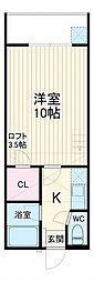 セザンヌ新栄2 2階1Kの間取り