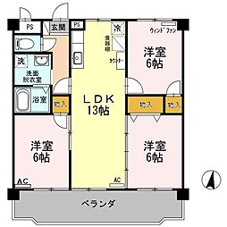 ヴィンテージ本多　II 3階3LDKの間取り