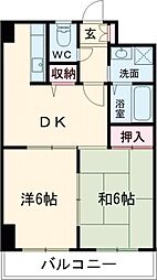 JR篠栗線 柚須駅 バス2分 津屋本町下車 徒歩21分の賃貸マンション 5階2DKの間取り