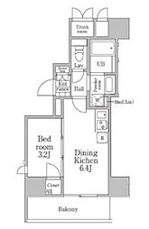 東急田園都市線 三軒茶屋駅 徒歩6分の賃貸マンション 6階1DKの間取り