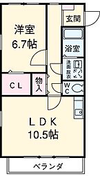 JR東海道本線 豊橋駅 徒歩20分の賃貸マンション 3階1LDKの間取り