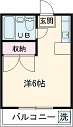 スカイマンション 1階ワンルームの間取り