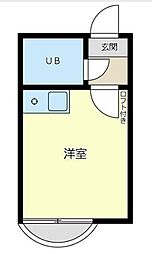 蓬莱コーポラス 2階1Kの間取り
