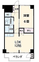 白河ハイツ 3階1LDKの間取り