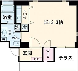 ＦＬＥＧ目黒平町 地下1階ワンルームの間取り