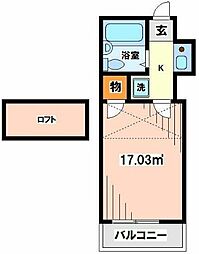 ドミール経堂 1階1Kの間取り