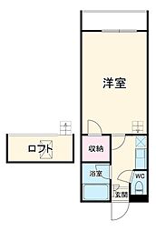 セザンヌ下地 1階1Kの間取り