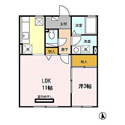 ブランコート　ウィル 1階1LDKの間取り