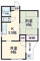 宮根第2コーポ 2DKの間取図画像