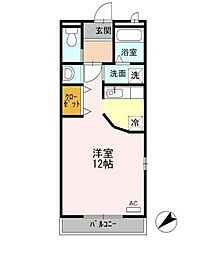 ガーデンコート　ラ・フェスタ　II 2階1Kの間取り