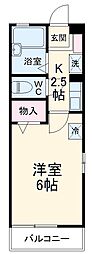 パークサイドＭＯＧＩ 2階1Kの間取り