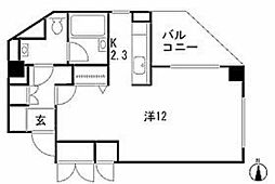 東急田園都市線 三軒茶屋駅 徒歩9分の賃貸マンション 2階1Kの間取り