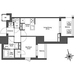 東京メトロ丸ノ内線 西新宿駅 徒歩5分の賃貸マンション 5階1LDKの間取り