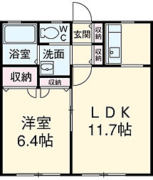 JR埼京線 南与野駅 徒歩14分の賃貸アパート 1階1LDKの間取り
