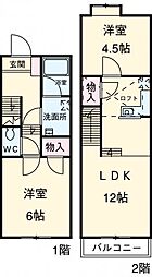 セザンヌ大久保 1階2LDKの間取り