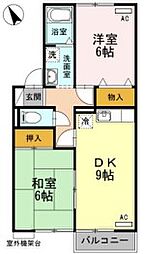 ウエストコート川崎 2階2DKの間取り