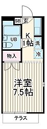 東急東横線 綱島駅 徒歩8分の賃貸アパート 1階1Kの間取り
