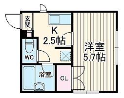 コンフォート綱島 1階1Kの間取り