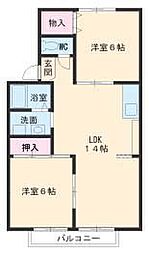 アネックスフレンド 2階2LDKの間取り