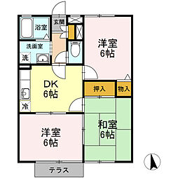 コンフォール東新　B 1階3DKの間取り