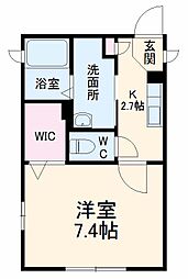 ハニーハウスＢ 2階1Kの間取り