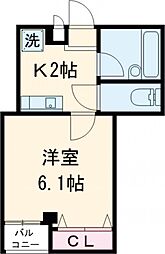 アーバンプレイス上野毛 2階1Kの間取り