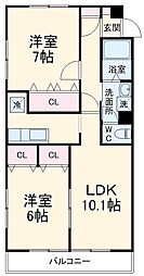 東急東横線 大倉山駅 徒歩12分の賃貸マンション 1階2LDKの間取り