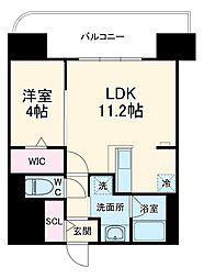 豊橋鉄道東田本線 駅前大通駅 徒歩5分の賃貸マンション 11階1LDKの間取り