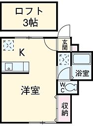 東急田園都市線 三軒茶屋駅 徒歩10分の賃貸アパート 2階ワンルームの間取り
