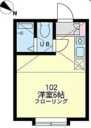 ユナイト小机アリシアの瞳 102 1階ワンルームの間取り