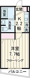 ヒルズコート東が丘 2階1Kの間取り