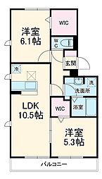 JR埼京線 武蔵浦和駅 徒歩20分の賃貸アパート 3階2LDKの間取り