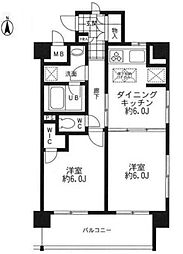 リガレーヴ 2階2DKの間取り