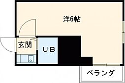 メゾン優 2階1Kの間取り