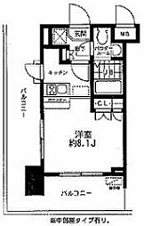 レジディア大森東 5階1Kの間取り