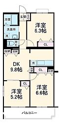 横浜市営地下鉄ブルーライン 新羽駅 徒歩9分の賃貸マンション 1階3DKの間取り