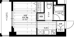 都電荒川線 早稲田駅 徒歩3分の賃貸マンション 6階1Kの間取り