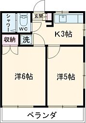 立石さくらハイツ 1階2Kの間取り