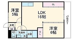 名古屋市営東山線 星ヶ丘駅 バス9分 牧の原下車 徒歩3分の賃貸マンション 4階2LDKの間取り